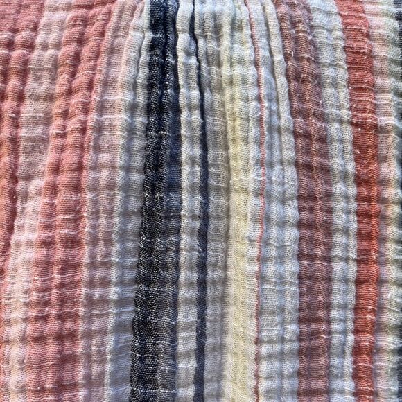 CASLON MULTICOLOR VERTICAL STRIPE BOXY COTTON SHORT SLEEVE TOP PETITE SMALL - Picture 10 of 12